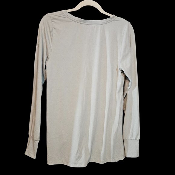 Jones New York Light Gray Long Sleeve Knot Front Top Size Medium - Picture 3 of 5